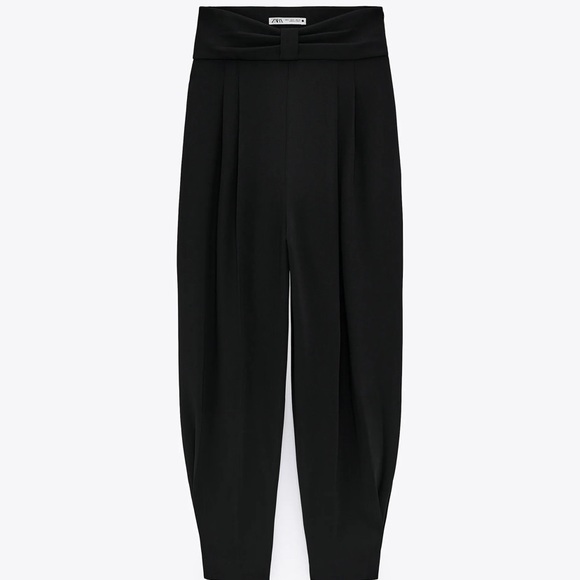 NWT Zara Limited Edition Bow Waist Harem Balloon Wide Pants Black Medium M - Picture 4 of 4
